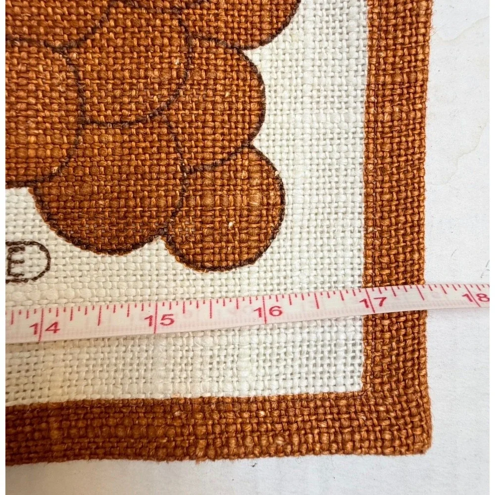 Vintage Ulrike Linen Tea Towel Fruit Harvest Graphic Orange Brown 70s Retro